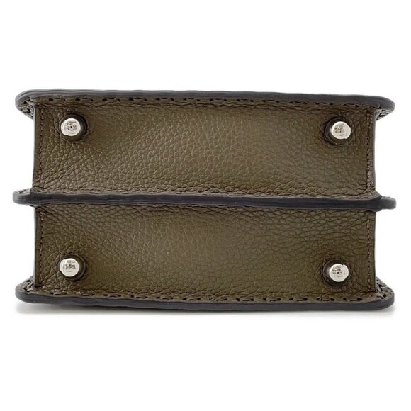 FENDI Peekaboo Selleria I see you Size Petit Leather Khaki 8BN335 - Picture 3 of 16